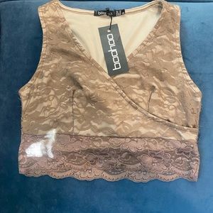 Lace wrap front crop top